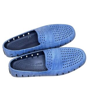 FLOAFERS Mens Blue Denim Look Slip On Water Shoes Loafers Size 13